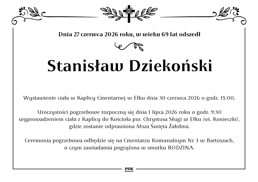 Stanisław Dziekoński - nekrolog